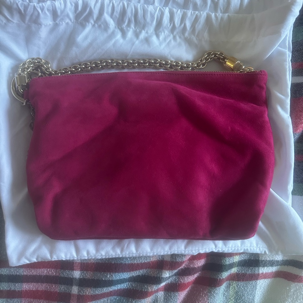 New Jimmy Choo Callie Fuchsia Suede Clutch